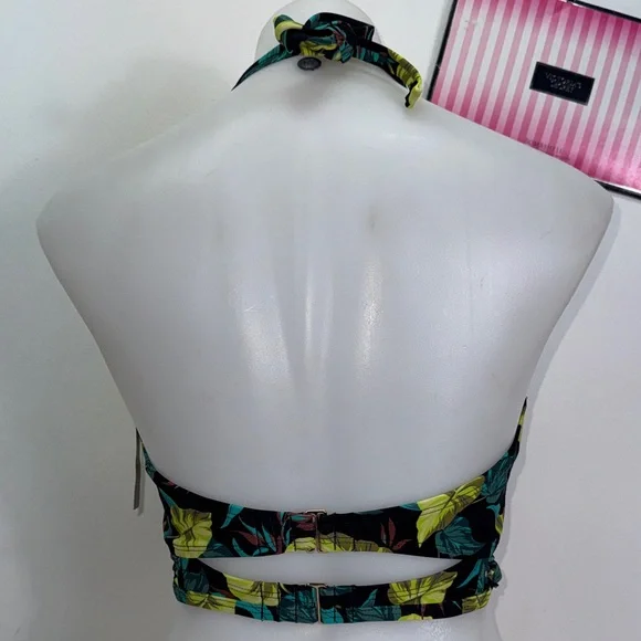 Victoria's Secret Leaf Print Bikini - Black & Green 32C bombshell/M NWT - Picture 6 of 12